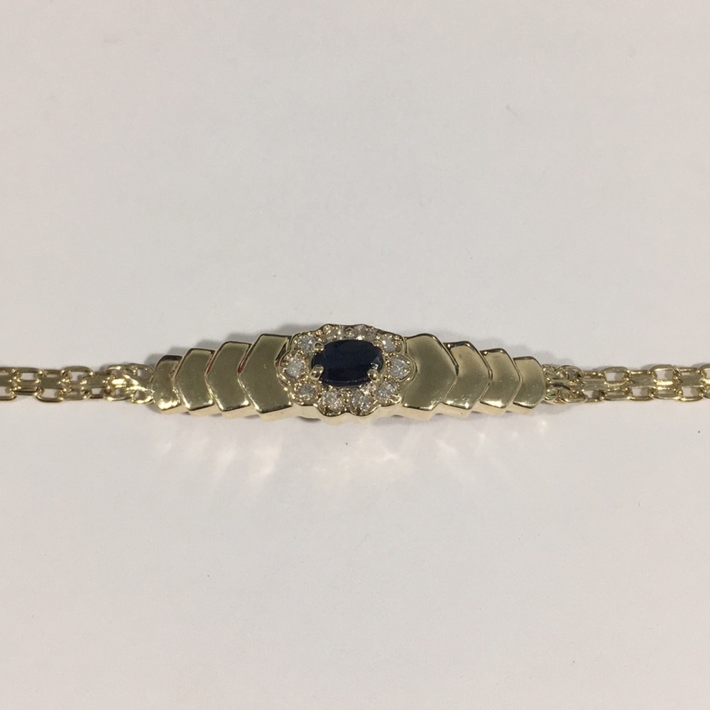 14k Yellow Gold Diamond 💎 & Sapphire Bracelet - Picture 5 of 6